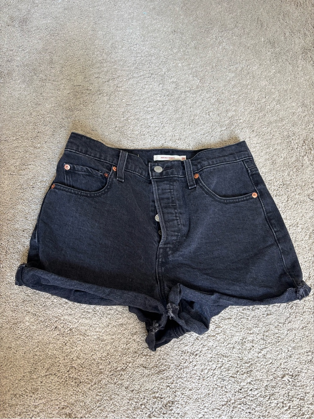 Levi's Black Rolled-Hem Denim Shorts